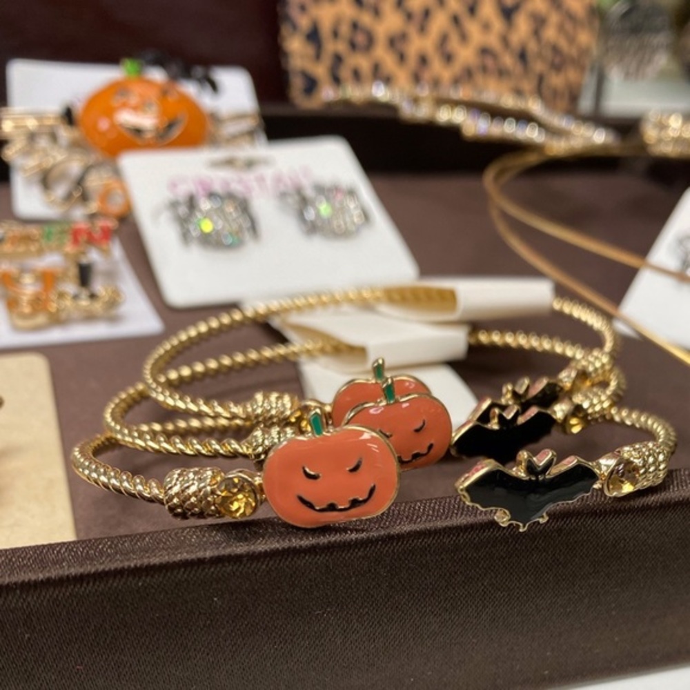 Halloween Pumpkin Gold Rope Stone Bracelet